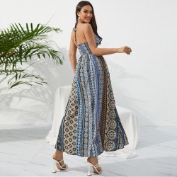 KEBY ZJ 2022 Woman Fashion Summer Colorful Sexy Halter Neck Long Dress Casual Female Sleeveless Clothing Chiffon Maxi Dress