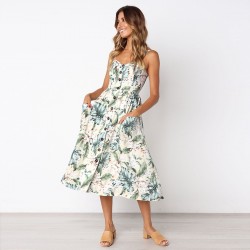 Summer 2023 New Women's Dress, Floral Print Long, Bohemian Dress, V-neck Button Sleeve, Shawl, Casual Wear Women's Wear