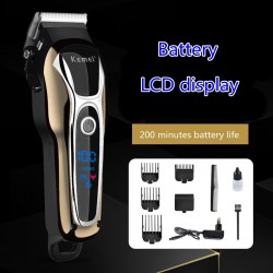 
Kemei Professional Hair Clipper Rechargeable Trimmer Men Electric Cutter Hair Cutting Machine LCD Cordless Beard Trimmer KM-1990
