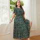 KEBY ZJ Big Size Women's Clothing Dress Summer O-Neck Floral Print Midi Dresses Urban Elegant Casual Ladies Plus Size Long Dress