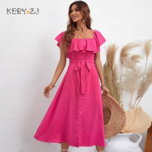 KEBY ZJ Women's Summer Long Dress Sleeveless Elegant Party Maxi Dress Urban Sweet Girl Travel Hem Slit A-Line Female Dress